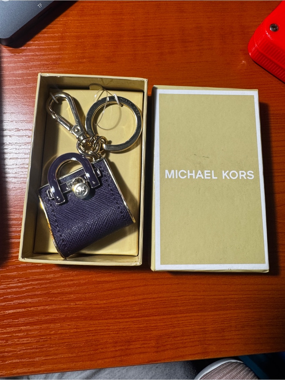 Michael Kors Purple Mini Bag Keychain with Gold Hardware